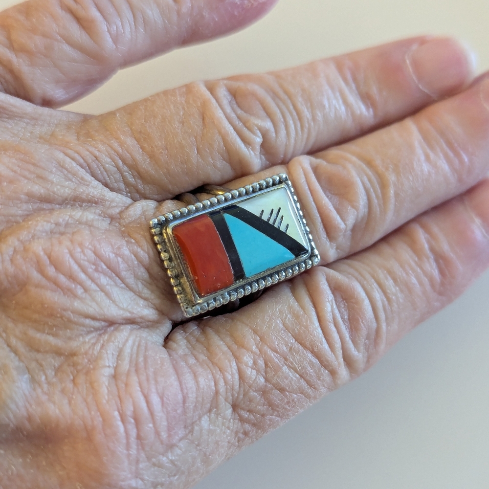 Vintage Zuni Multistone Ring Size 9 - Picture 3 of 9